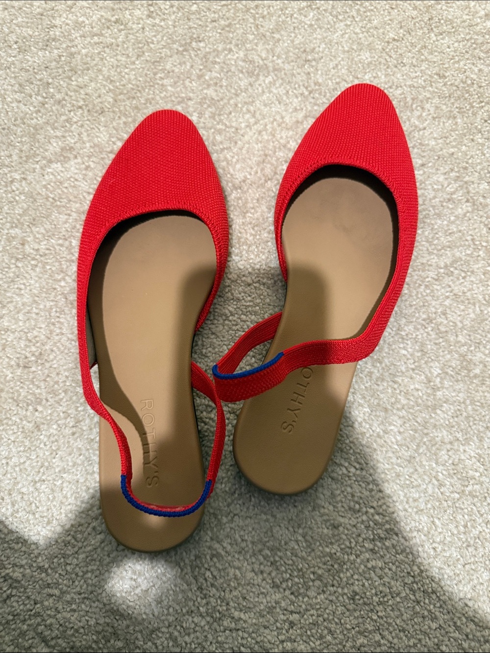 Rothy's Bright Red Pointed Slingback Mules